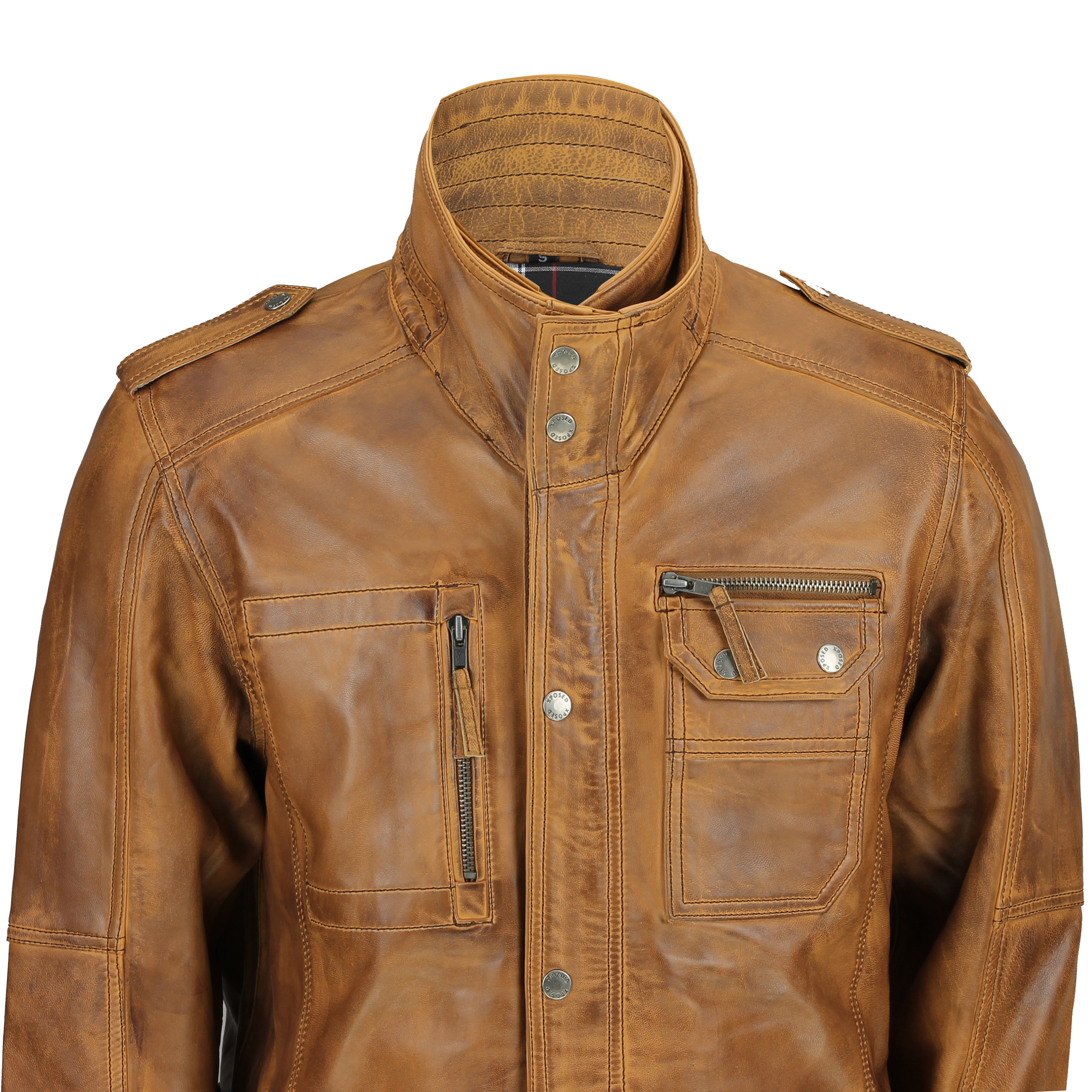 New Mens Retro Real Leather Washed Tan Brown Vintage Military Coat